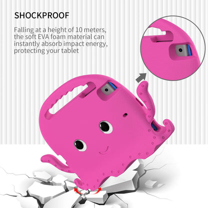 For iPad Mini/Mini 2/mini 3/mini 4/mini (2019) 7.9 inch EVA Tablet Case Cute Cartoon Octopus Protective Cover Pen Slot Design Anti-drop Case with Handle and Shoulder Strap