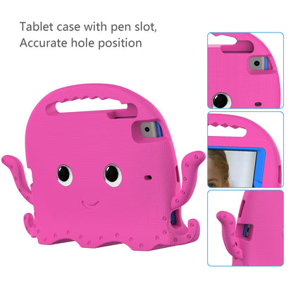 For iPad Mini/Mini 2/mini 3/mini 4/mini (2019) 7.9 inch EVA Tablet Case Cute Cartoon Octopus Protective Cover Pen Slot Design Anti-drop Case with Handle and Shoulder Strap