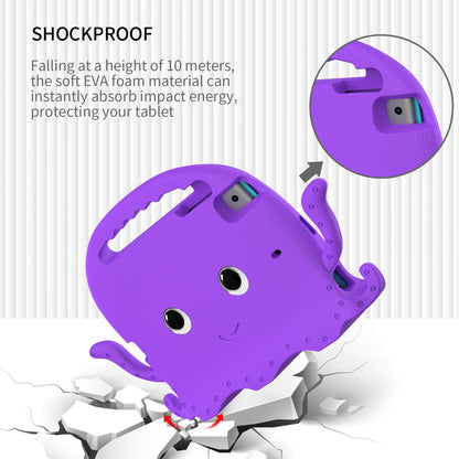 For iPad Mini/Mini 2/mini 3/mini 4/mini (2019) 7.9 inch EVA Tablet Case Cute Cartoon Octopus Protective Cover Pen Slot Design Anti-drop Case with Handle and Shoulder Strap