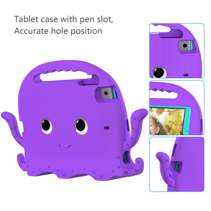 For iPad Mini/Mini 2/mini 3/mini 4/mini (2019) 7.9 inch EVA Tablet Case Cute Cartoon Octopus Protective Cover Pen Slot Design Anti-drop Case with Handle and Shoulder Strap