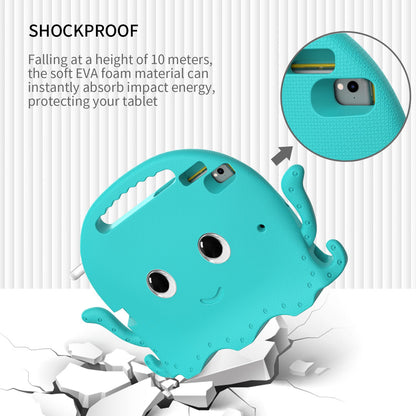 For iPad 9.7-inch (2017)/(2018)/iPad Pro 9.7 inch (2016) Portable EVA Case Cute Cartoon Octopus Pen Slot Design Anti-drop Tablet Protective Cover with Handle and Shoulder Strap
