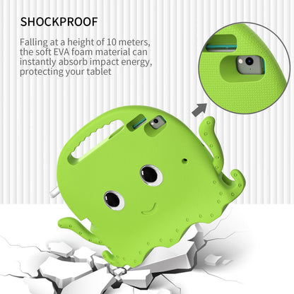 For iPad 9.7-inch (2017)/(2018)/iPad Pro 9.7 inch (2016) Portable EVA Case Cute Cartoon Octopus Pen Slot Design Anti-drop Tablet Protective Cover with Handle and Shoulder Strap