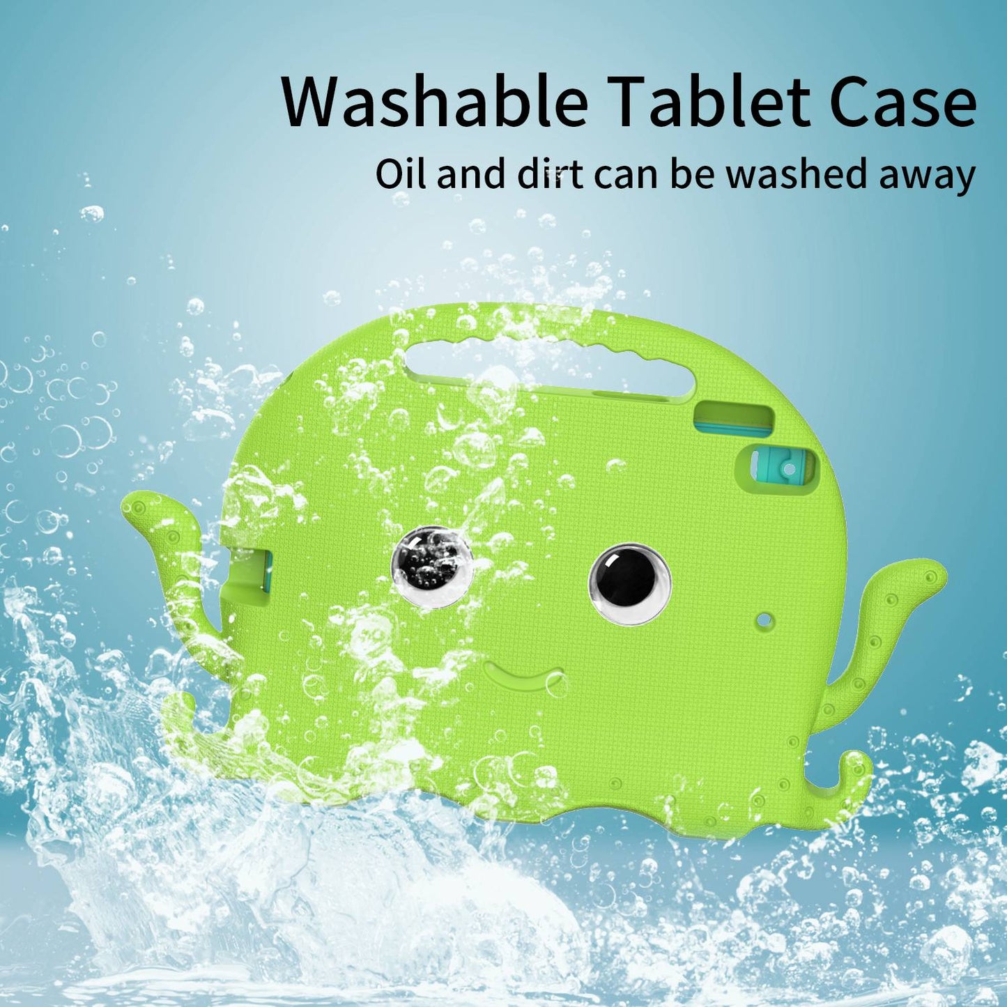 For iPad 9.7-inch (2017)/(2018)/iPad Pro 9.7 inch (2016) Portable EVA Case Cute Cartoon Octopus Pen Slot Design Anti-drop Tablet Protective Cover with Handle and Shoulder Strap