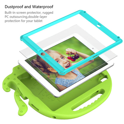 For iPad 9.7-inch (2017)/(2018)/iPad Pro 9.7 inch (2016) Portable EVA Case Cute Cartoon Octopus Pen Slot Design Anti-drop Tablet Protective Cover with Handle and Shoulder Strap