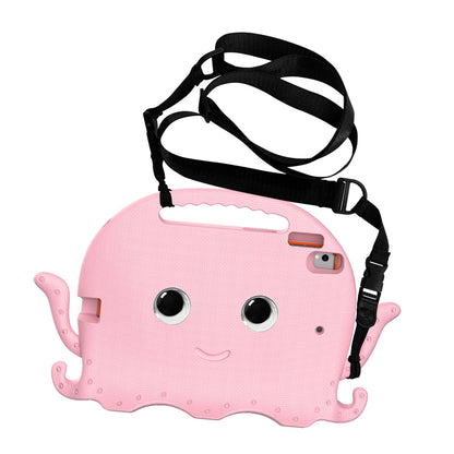 For iPad 9.7-inch (2017)/(2018)/iPad Pro 9.7 inch (2016) Portable EVA Case Cute Cartoon Octopus Pen Slot Design Anti-drop Tablet Protective Cover with Handle and Shoulder Strap