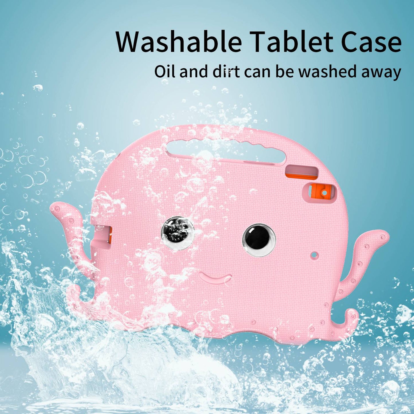 For iPad 9.7-inch (2017)/(2018)/iPad Pro 9.7 inch (2016) Portable EVA Case Cute Cartoon Octopus Pen Slot Design Anti-drop Tablet Protective Cover with Handle and Shoulder Strap