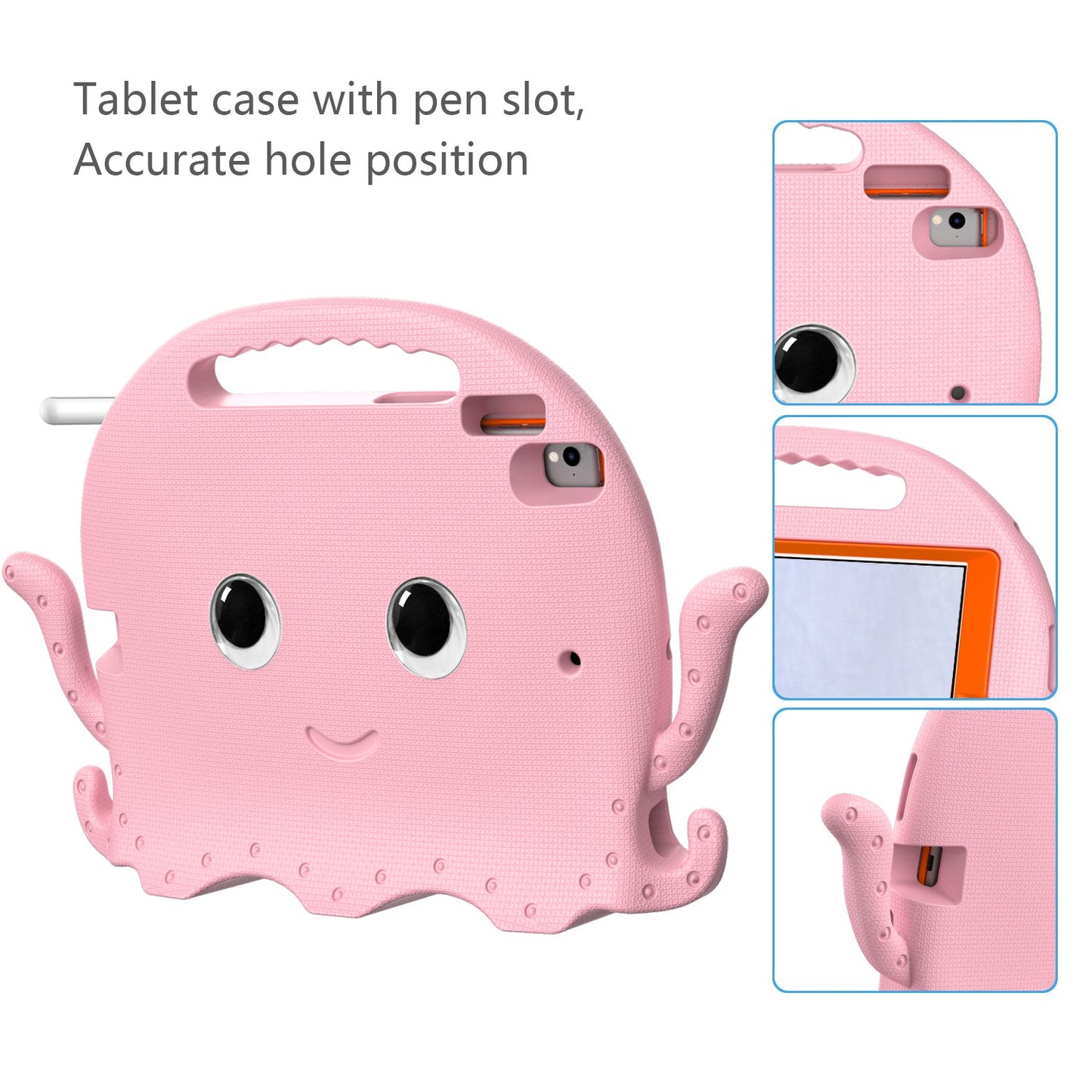 For iPad 9.7-inch (2017)/(2018)/iPad Pro 9.7 inch (2016) Portable EVA Case Cute Cartoon Octopus Pen Slot Design Anti-drop Tablet Protective Cover with Handle and Shoulder Strap
