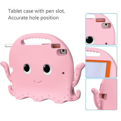 For iPad 9.7-inch (2017)/(2018)/iPad Pro 9.7 inch (2016) Portable EVA Case Cute Cartoon Octopus Pen Slot Design Anti-drop Tablet Protective Cover with Handle and Shoulder Strap