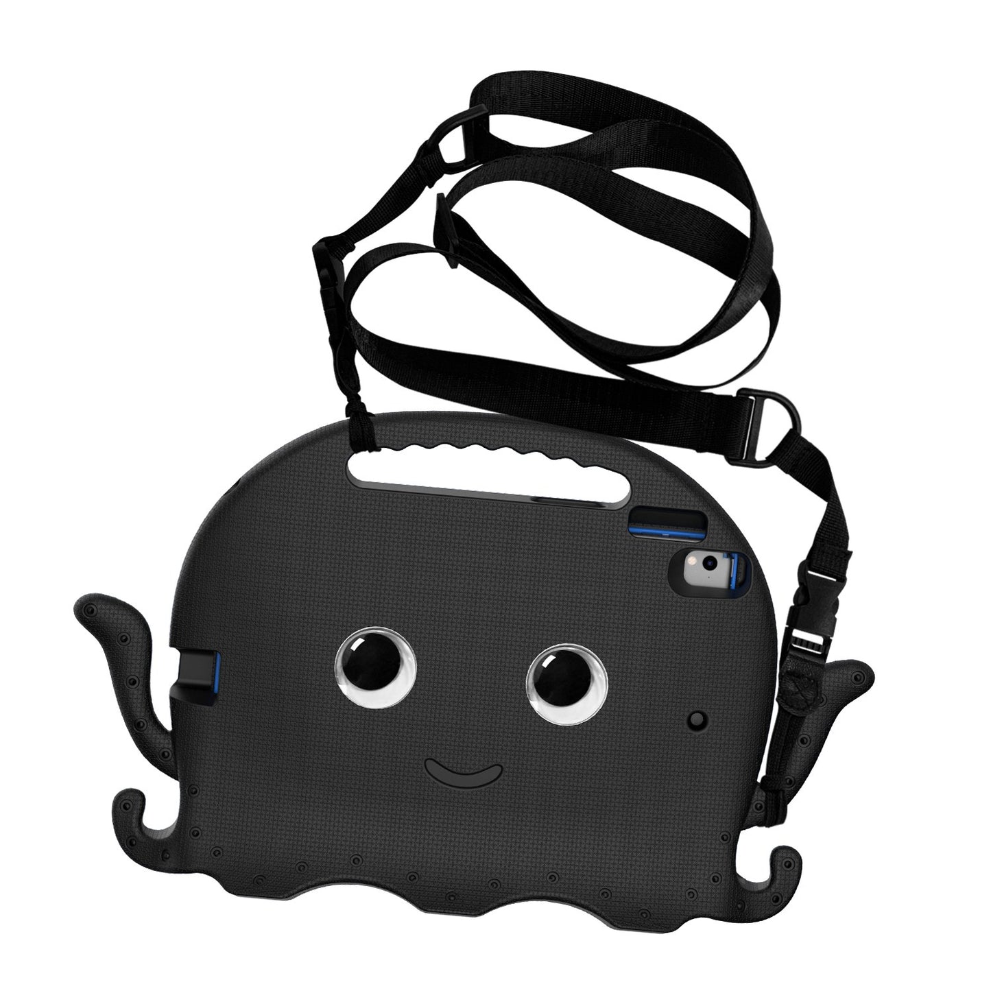 For iPad 9.7-inch (2017)/(2018)/iPad Pro 9.7 inch (2016) Portable EVA Case Cute Cartoon Octopus Pen Slot Design Anti-drop Tablet Protective Cover with Handle and Shoulder Strap