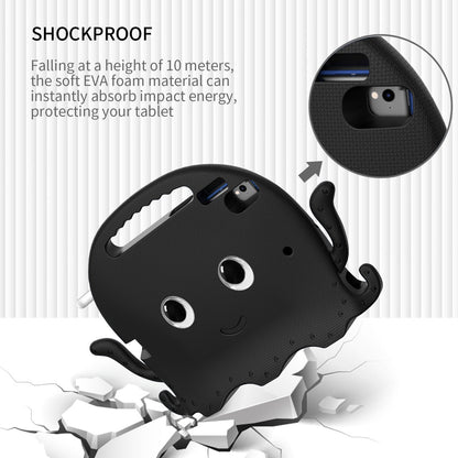 For iPad 9.7-inch (2017)/(2018)/iPad Pro 9.7 inch (2016) Portable EVA Case Cute Cartoon Octopus Pen Slot Design Anti-drop Tablet Protective Cover with Handle and Shoulder Strap