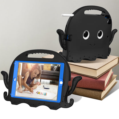 For iPad 9.7-inch (2017)/(2018)/iPad Pro 9.7 inch (2016) Portable EVA Case Cute Cartoon Octopus Pen Slot Design Anti-drop Tablet Protective Cover with Handle and Shoulder Strap