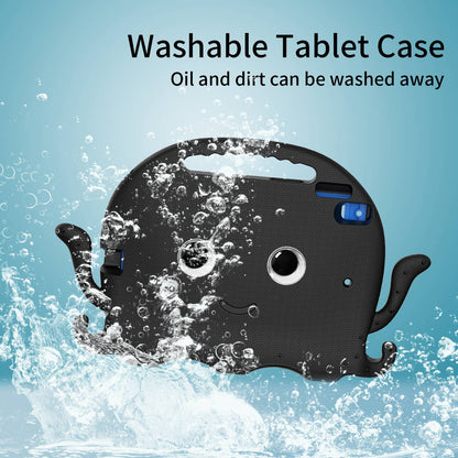 For iPad 9.7-inch (2017)/(2018)/iPad Pro 9.7 inch (2016) Portable EVA Case Cute Cartoon Octopus Pen Slot Design Anti-drop Tablet Protective Cover with Handle and Shoulder Strap