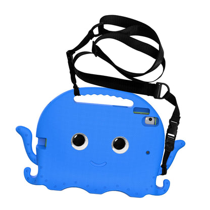For iPad 9.7-inch (2017)/(2018)/iPad Pro 9.7 inch (2016) Portable EVA Case Cute Cartoon Octopus Pen Slot Design Anti-drop Tablet Protective Cover with Handle and Shoulder Strap