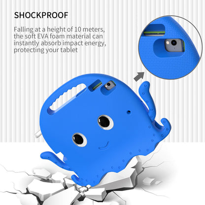For iPad 9.7-inch (2017)/(2018)/iPad Pro 9.7 inch (2016) Portable EVA Case Cute Cartoon Octopus Pen Slot Design Anti-drop Tablet Protective Cover with Handle and Shoulder Strap