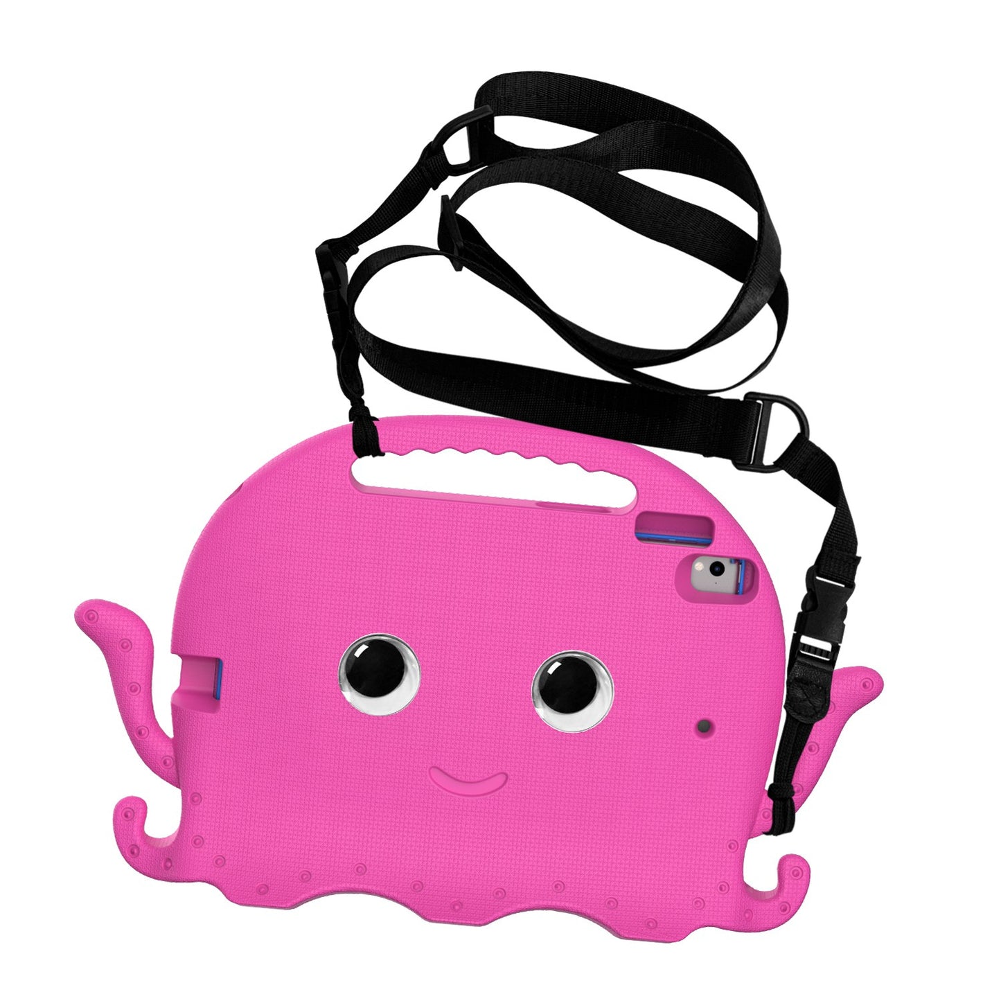 For iPad 9.7-inch (2017)/(2018)/iPad Pro 9.7 inch (2016) Portable EVA Case Cute Cartoon Octopus Pen Slot Design Anti-drop Tablet Protective Cover with Handle and Shoulder Strap