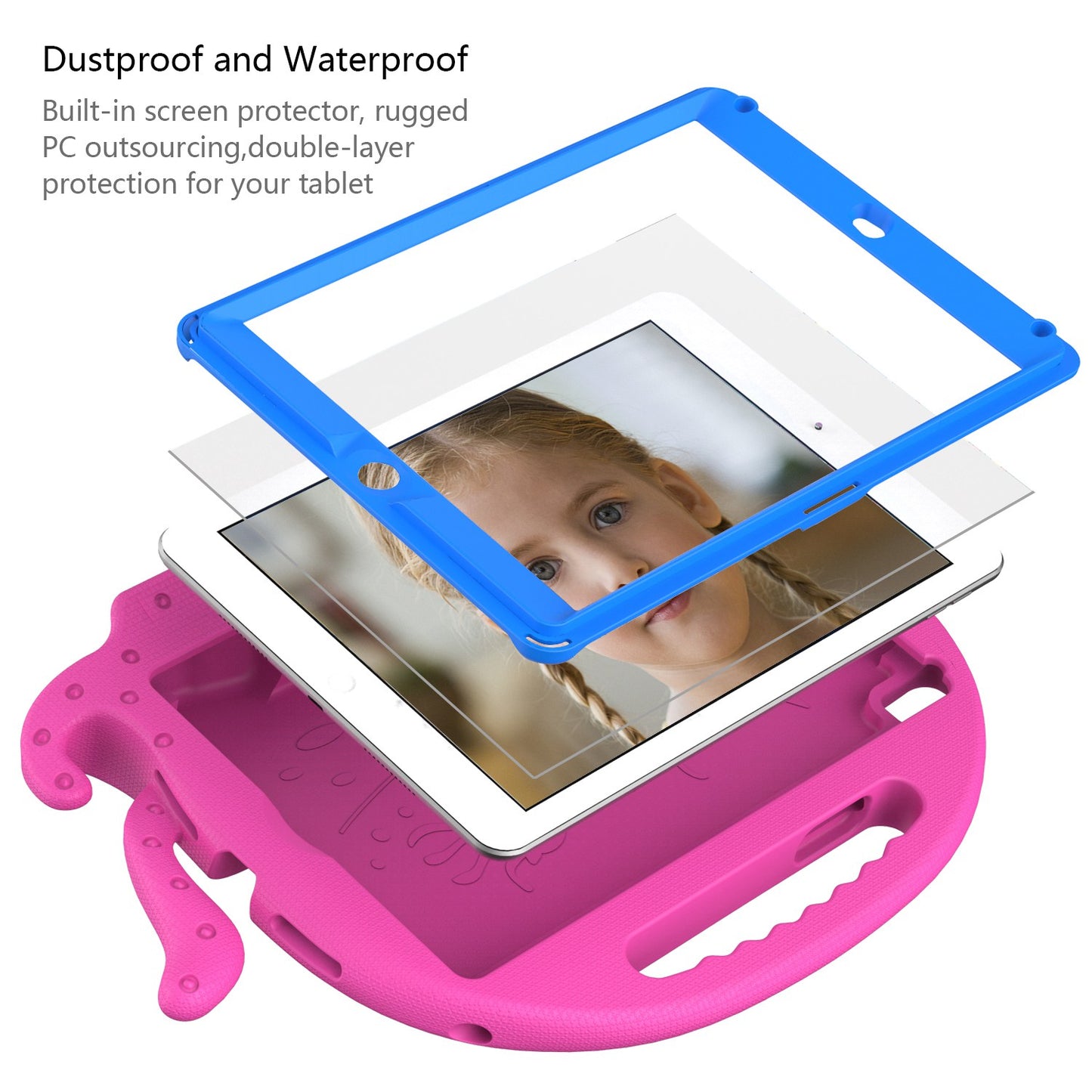 For iPad 9.7-inch (2017)/(2018)/iPad Pro 9.7 inch (2016) Portable EVA Case Cute Cartoon Octopus Pen Slot Design Anti-drop Tablet Protective Cover with Handle and Shoulder Strap