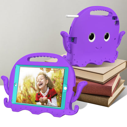 For iPad 9.7-inch (2017)/(2018)/iPad Pro 9.7 inch (2016) Portable EVA Case Cute Cartoon Octopus Pen Slot Design Anti-drop Tablet Protective Cover with Handle and Shoulder Strap