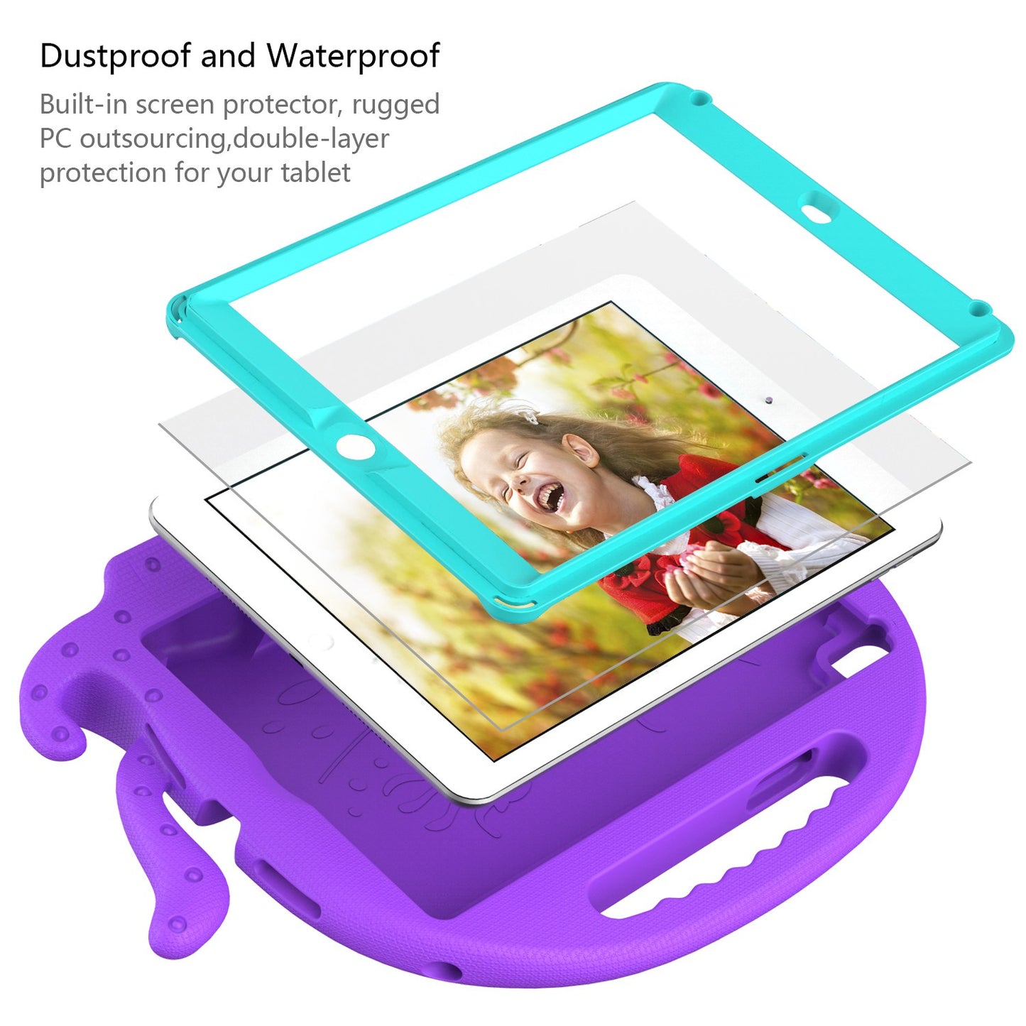 For iPad 9.7-inch (2017)/(2018)/iPad Pro 9.7 inch (2016) Portable EVA Case Cute Cartoon Octopus Pen Slot Design Anti-drop Tablet Protective Cover with Handle and Shoulder Strap