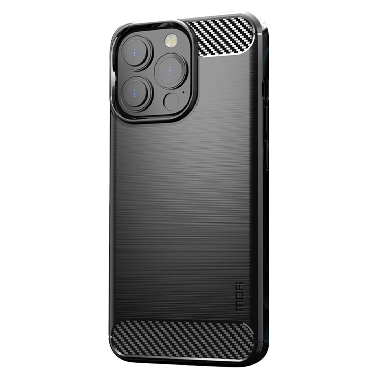 MOFI For iPhone 13 Pro 6.1 inch Carbon Fiber Texture Brushed TPU Case Drop-proof Mobile Phone Cover