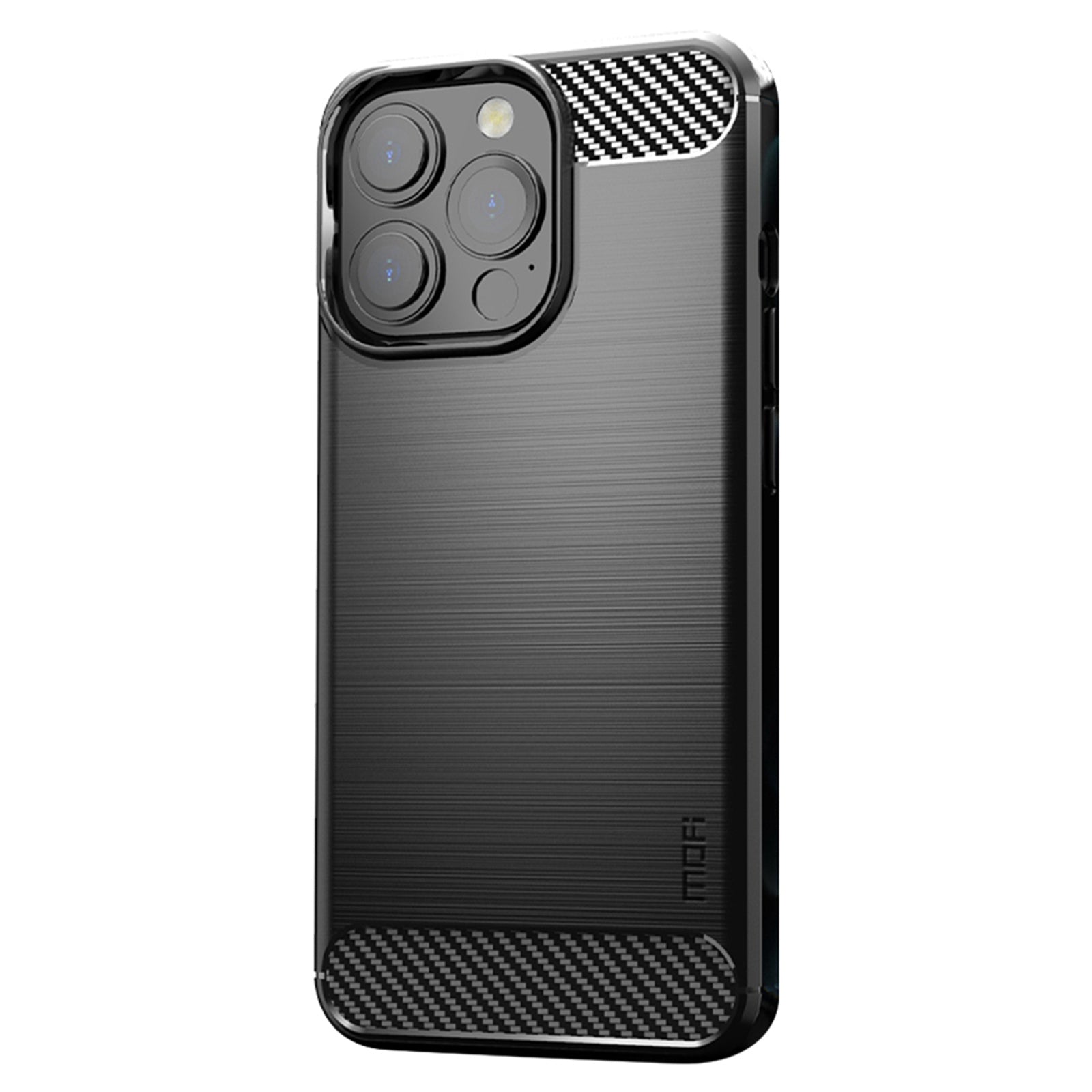 MOFI For iPhone 13 Pro 6.1 inch Carbon Fiber Texture Brushed TPU Case Drop-proof Mobile Phone Cover