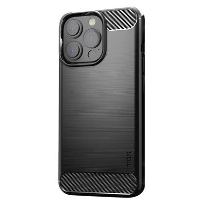 MOFI For iPhone 13 Pro 6.1 inch Carbon Fiber Texture Brushed TPU Case Drop-proof Mobile Phone Cover