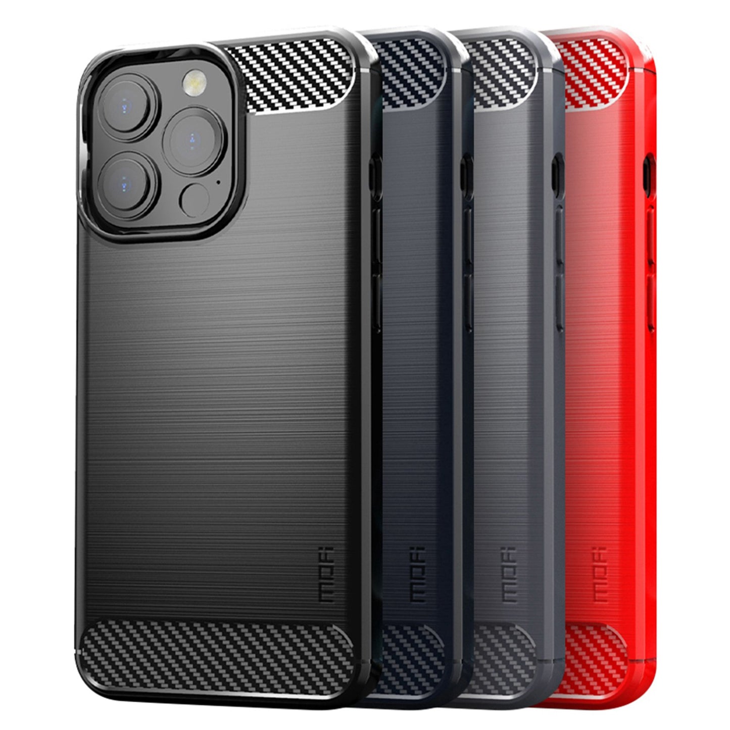 MOFI For iPhone 13 Pro 6.1 inch Carbon Fiber Texture Brushed TPU Case Drop-proof Mobile Phone Cover