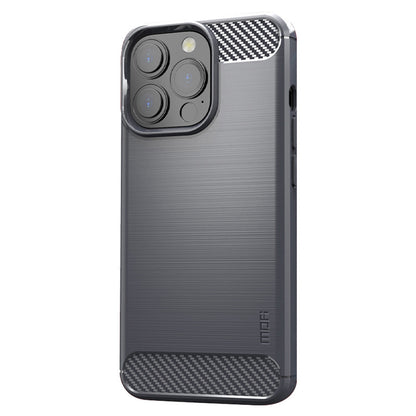 MOFI For iPhone 13 Pro 6.1 inch Carbon Fiber Texture Brushed TPU Case Drop-proof Mobile Phone Cover