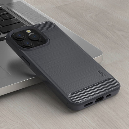 MOFI For iPhone 13 Pro 6.1 inch Carbon Fiber Texture Brushed TPU Case Drop-proof Mobile Phone Cover