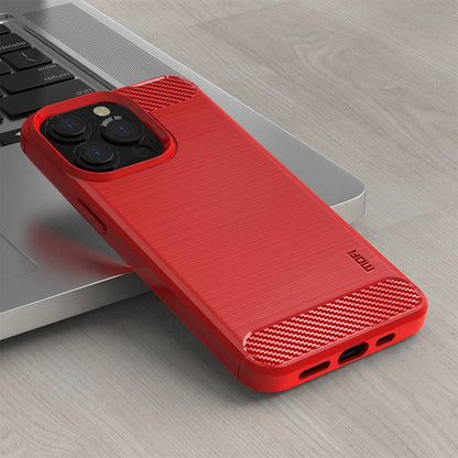 MOFI For iPhone 13 Pro 6.1 inch Carbon Fiber Texture Brushed TPU Case Drop-proof Mobile Phone Cover