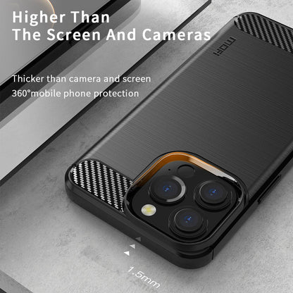 MOFI For iPhone 13 Pro 6.1 inch Carbon Fiber Texture Brushed TPU Case Drop-proof Mobile Phone Cover