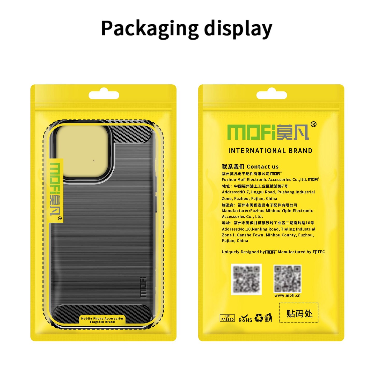 MOFI For iPhone 13 Pro 6.1 inch Carbon Fiber Texture Brushed TPU Case Drop-proof Mobile Phone Cover