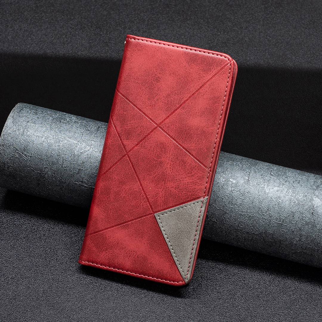 For Xiaomi 12 Lite BF Imprinting Pattern Series-1 Geometric Imprinted Magnetic Auto-absorbed PU Leather Cover Card Holder Stand Inner TPU Case