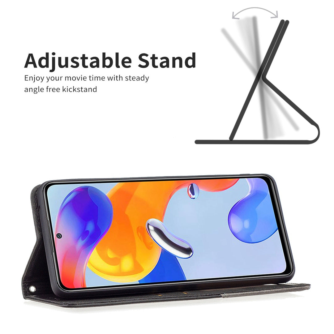 For Xiaomi 12 Lite BF Imprinting Pattern Series-1 Geometric Imprinted Magnetic Auto-absorbed PU Leather Cover Card Holder Stand Inner TPU Case