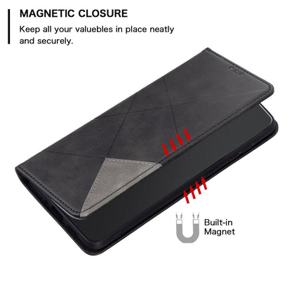 For Xiaomi 12 Lite BF Imprinting Pattern Series-1 Geometric Imprinted Magnetic Auto-absorbed PU Leather Cover Card Holder Stand Inner TPU Case