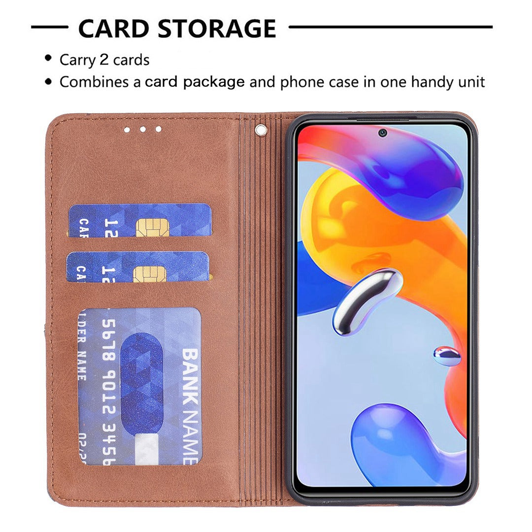 For Xiaomi 12 Lite BF Imprinting Pattern Series-1 Geometric Imprinted Magnetic Auto-absorbed PU Leather Cover Card Holder Stand Inner TPU Case