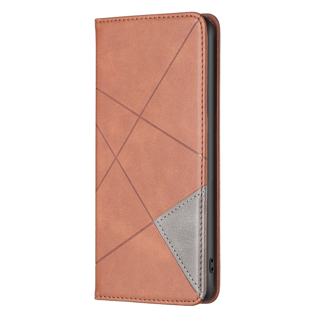 For Xiaomi 12 Lite BF Imprinting Pattern Series-1 Geometric Imprinted Magnetic Auto-absorbed PU Leather Cover Card Holder Stand Inner TPU Case
