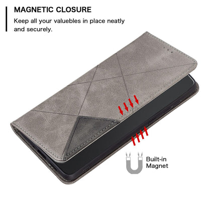 For Xiaomi 12 Lite BF Imprinting Pattern Series-1 Geometric Imprinted Magnetic Auto-absorbed PU Leather Cover Card Holder Stand Inner TPU Case