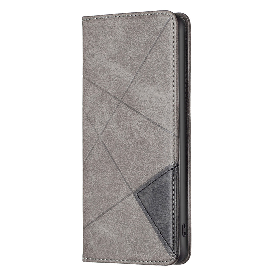 For Xiaomi 12 Lite BF Imprinting Pattern Series-1 Geometric Imprinted Magnetic Auto-absorbed PU Leather Cover Card Holder Stand Inner TPU Case