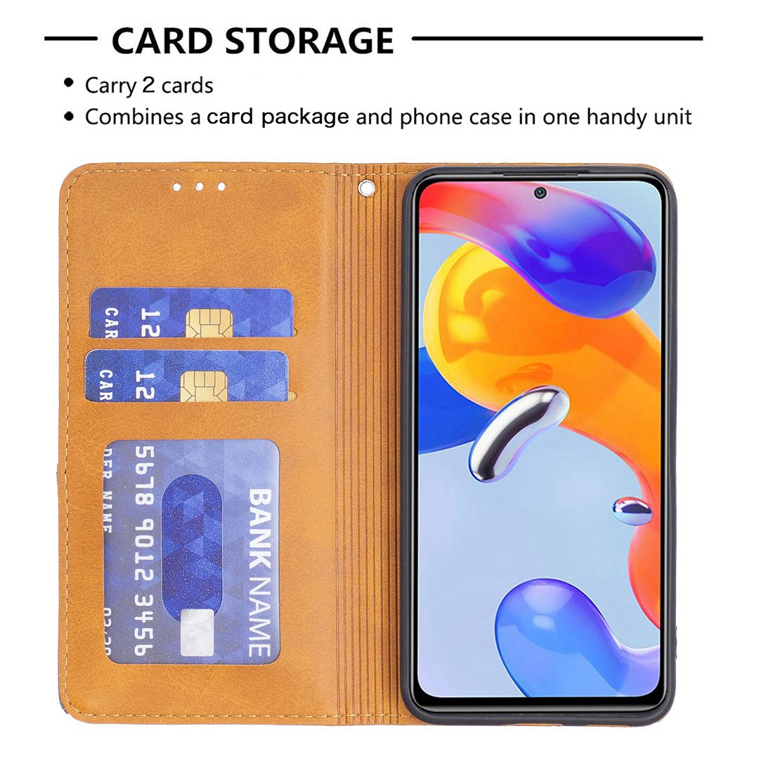 For Xiaomi 12 Lite BF Imprinting Pattern Series-1 Geometric Imprinted Magnetic Auto-absorbed PU Leather Cover Card Holder Stand Inner TPU Case