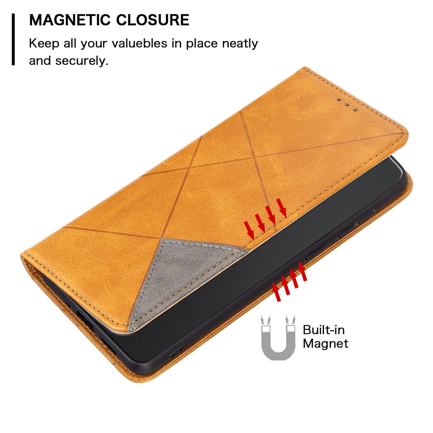 For Xiaomi 12 Lite BF Imprinting Pattern Series-1 Geometric Imprinted Magnetic Auto-absorbed PU Leather Cover Card Holder Stand Inner TPU Case