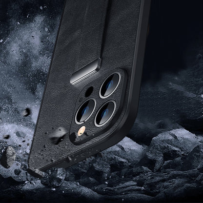 SULADA Shockproof Phone Cover for iPhone 13 Pro 6.1 inch Fashion Series Anti-fall Crazy Horse Texture PU Leather Coated Mobile Phone Case with Wristband Adjustable Strap