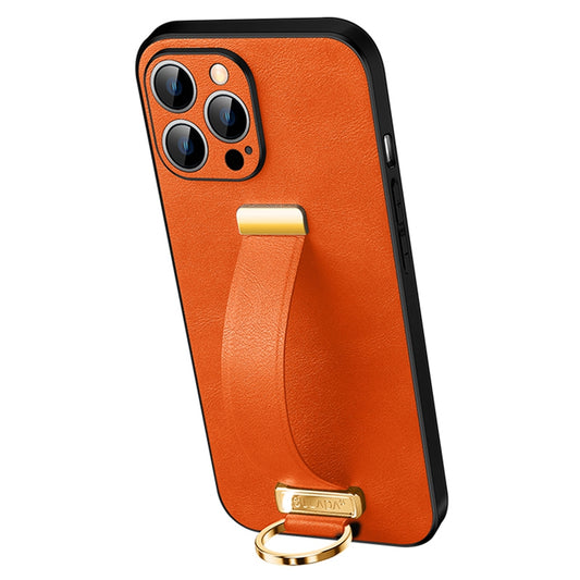 SULADA Shockproof Phone Cover for iPhone 13 Pro 6.1 inch Fashion Series Anti-fall Crazy Horse Texture PU Leather Coated Mobile Phone Case with Wristband Adjustable Strap