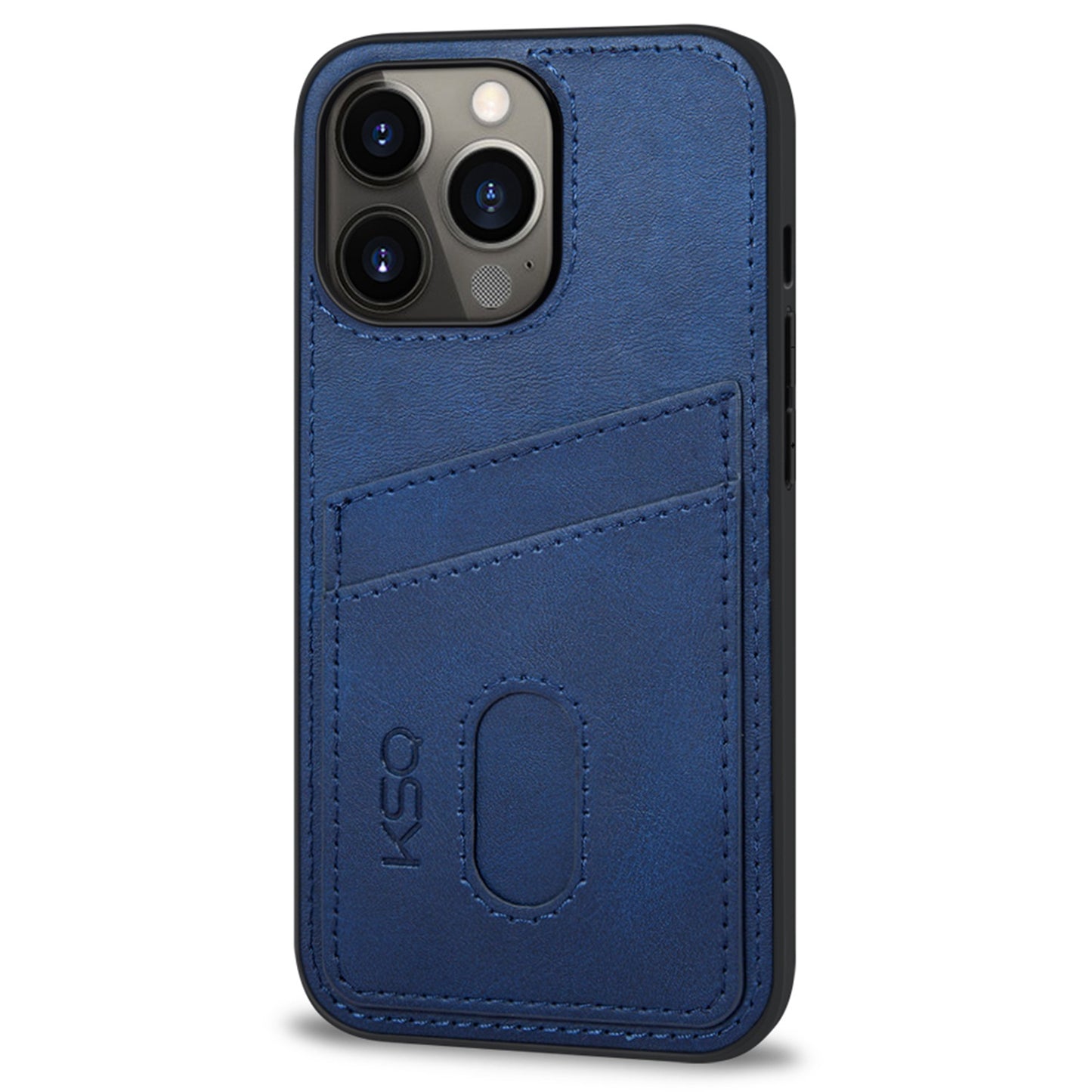 KSQ 003 Series for iPhone 13 Pro 6.1 inch Card Slots Design Scratch-resistant Protective Case PU Leather Coated PC+TPU Hybrid Phone Shell