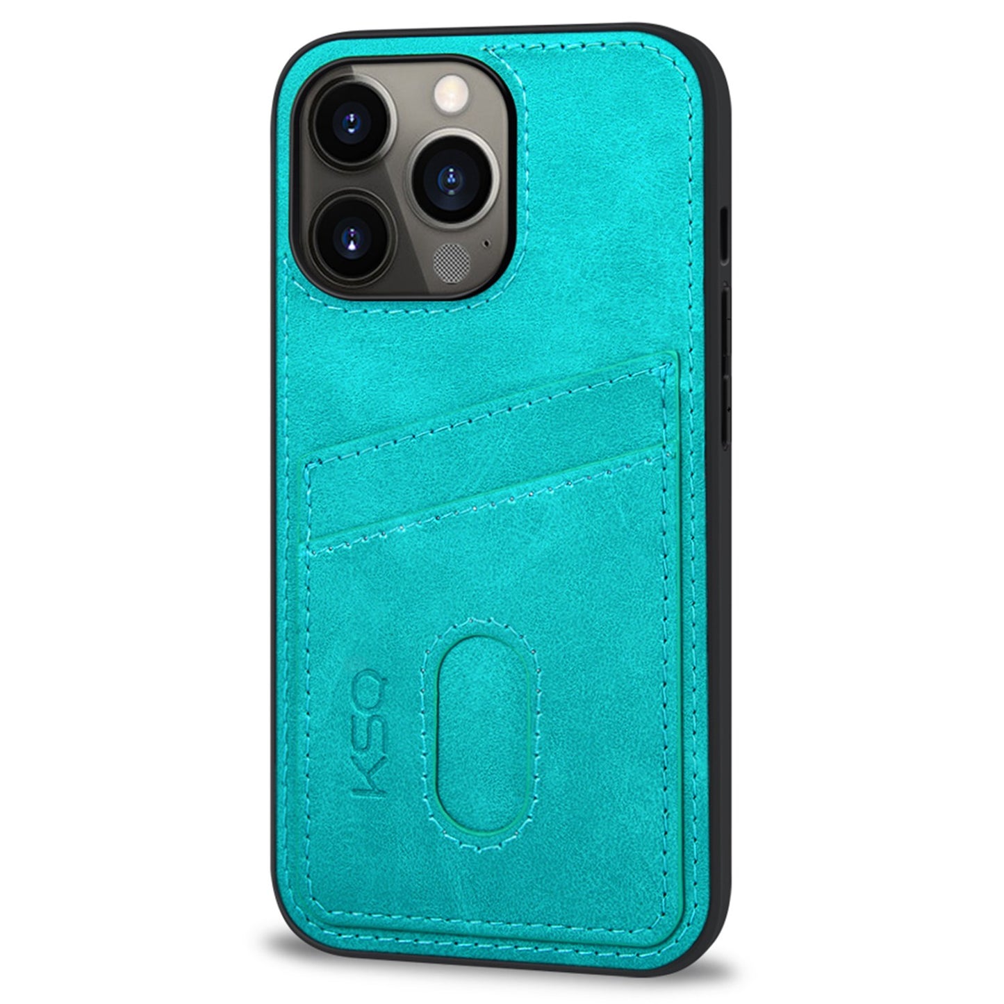 KSQ 003 Series for iPhone 13 Pro 6.1 inch Card Slots Design Scratch-resistant Protective Case PU Leather Coated PC+TPU Hybrid Phone Shell