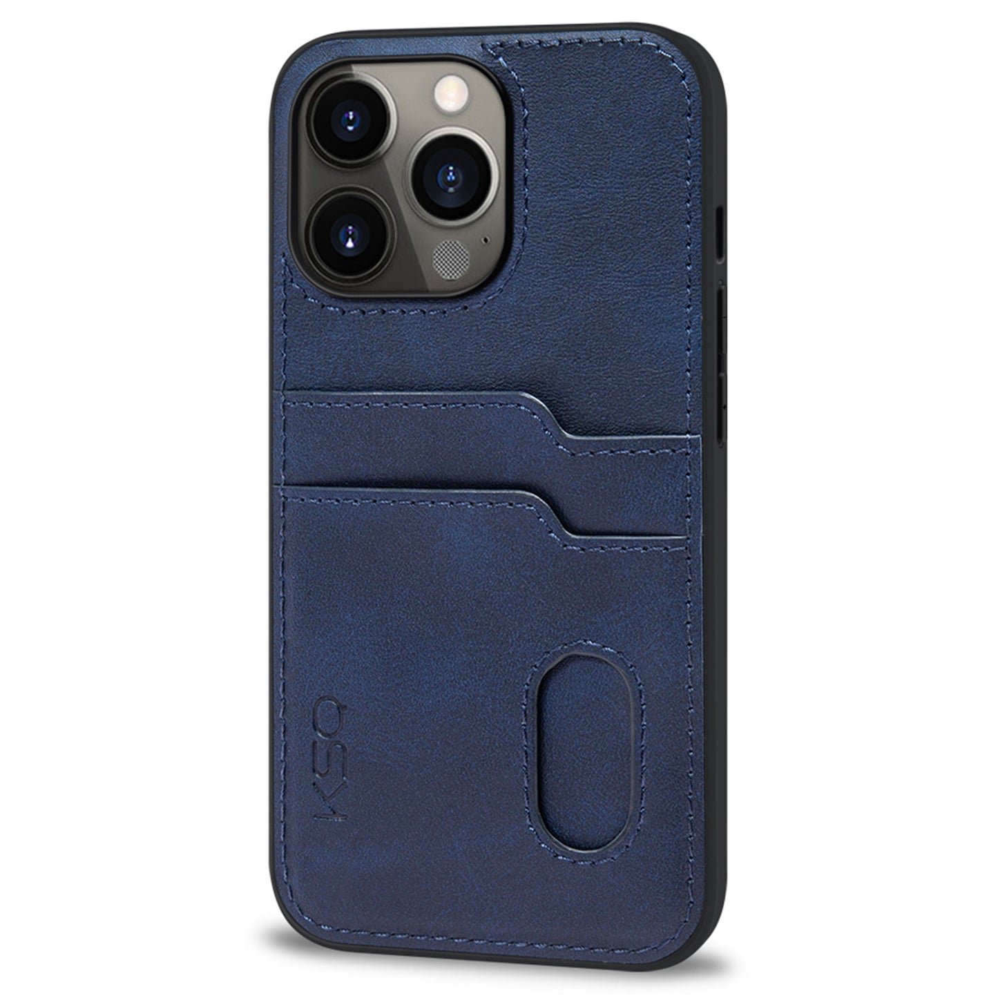 KSQ 002 Series for iPhone 13 Pro 6.1 inch Card Slots All-inclusive Protection Cell Phone Case PU Leather Coated PC+TPU Hybrid Shell