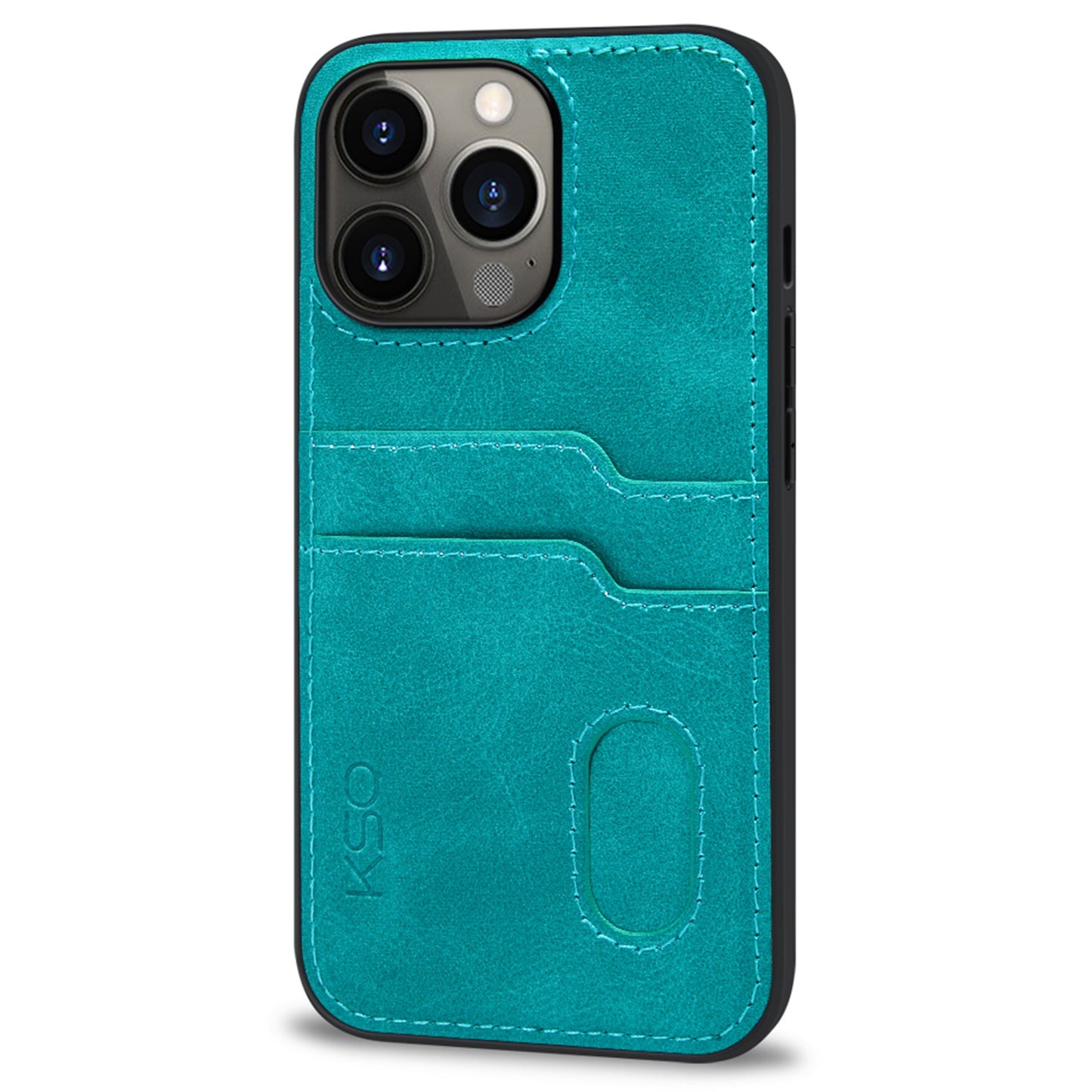 KSQ 002 Series for iPhone 13 Pro 6.1 inch Card Slots All-inclusive Protection Cell Phone Case PU Leather Coated PC+TPU Hybrid Shell