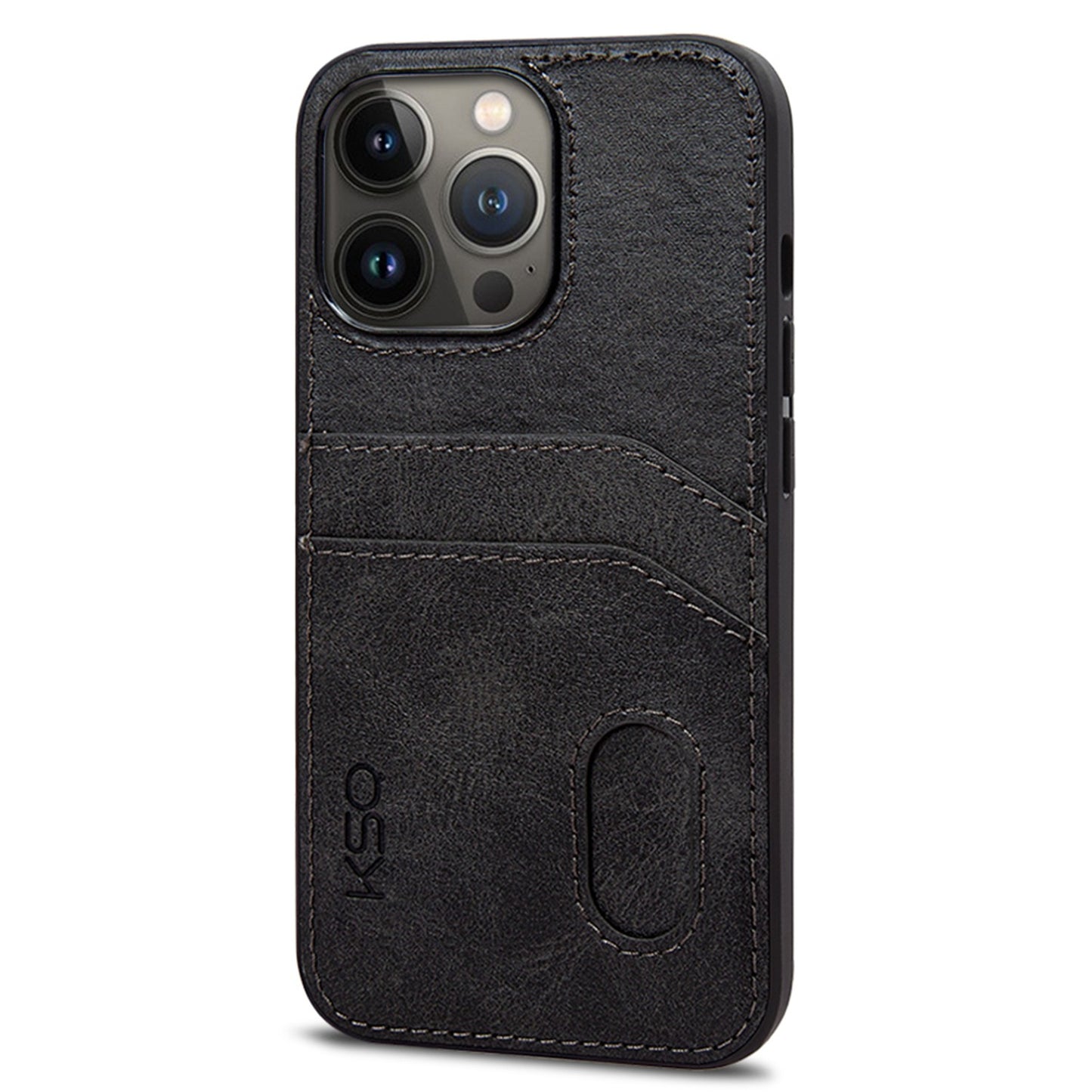 KSQ 001 Series All Edge Wrapped Hard Phone Cover for iPhone 13 Pro 6.1 inch, Anti-scratch TPU+PC+PU Leather Case with Card Slots