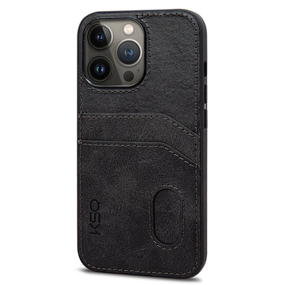 KSQ 001 Series All Edge Wrapped Hard Phone Cover for iPhone 13 Pro 6.1 inch, Anti-scratch TPU+PC+PU Leather Case with Card Slots