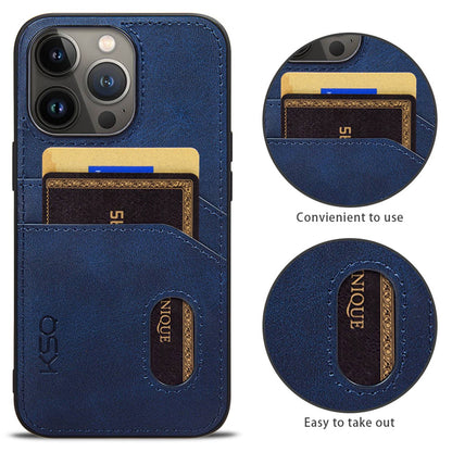 KSQ 001 Series All Edge Wrapped Hard Phone Cover for iPhone 13 Pro 6.1 inch, Anti-scratch TPU+PC+PU Leather Case with Card Slots