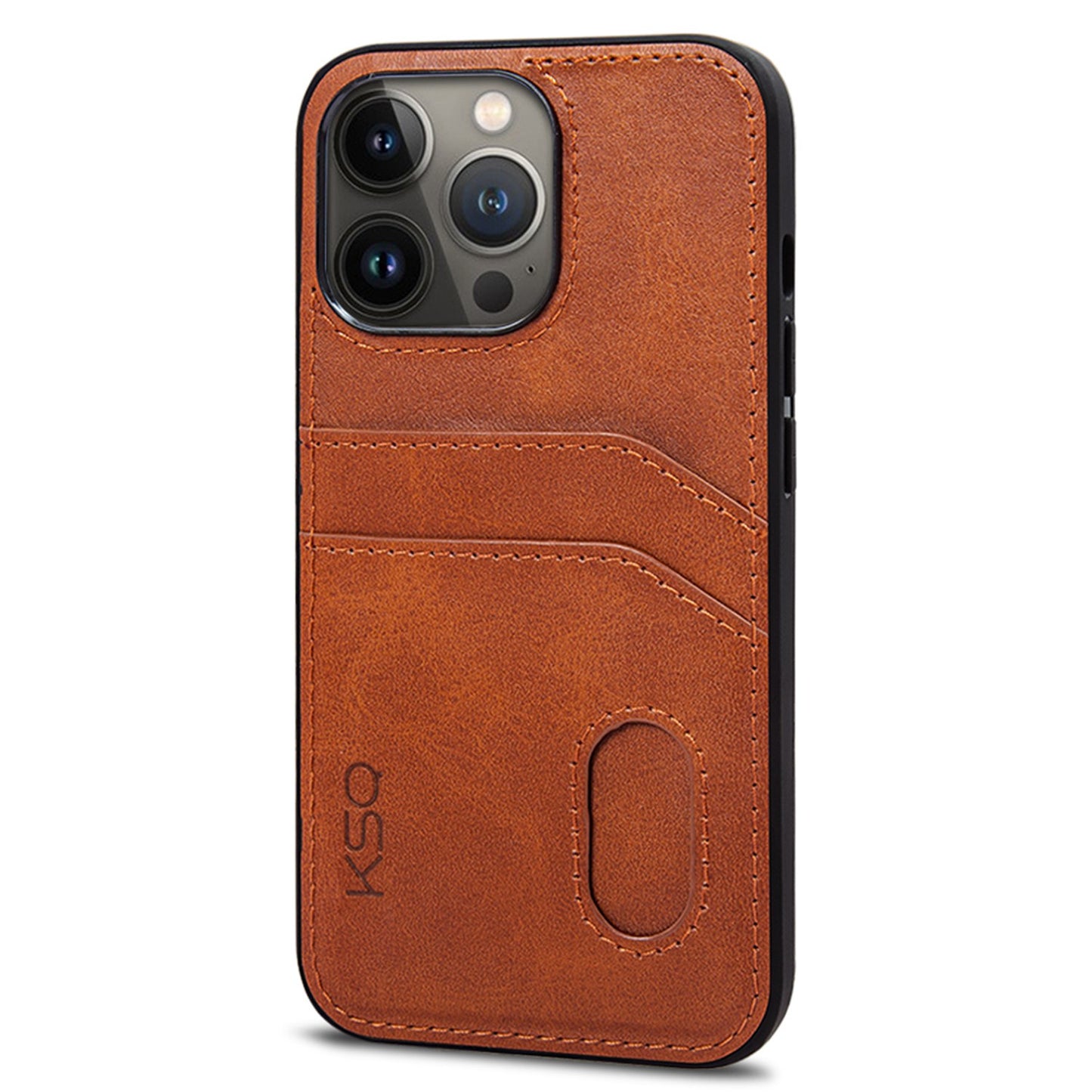 KSQ 001 Series All Edge Wrapped Hard Phone Cover for iPhone 13 Pro 6.1 inch, Anti-scratch TPU+PC+PU Leather Case with Card Slots